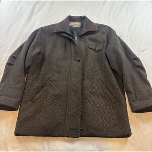 Mackintosh Jacket Women's Sz 10 Green Herringbone Wool Tweed VTG